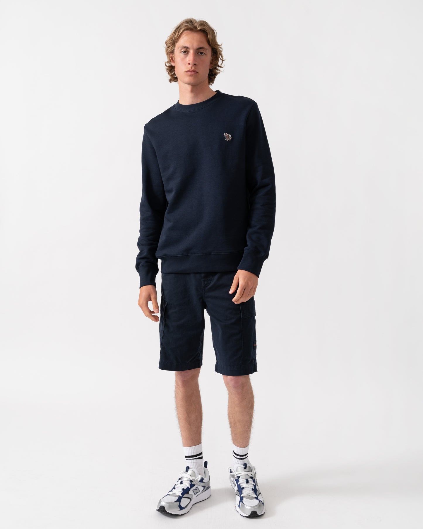 PS Paul Smith Mens Regular Fit Zebra Logo Sweatshirt M2R-027R-WZEBRA - 49 Very Dark Navy