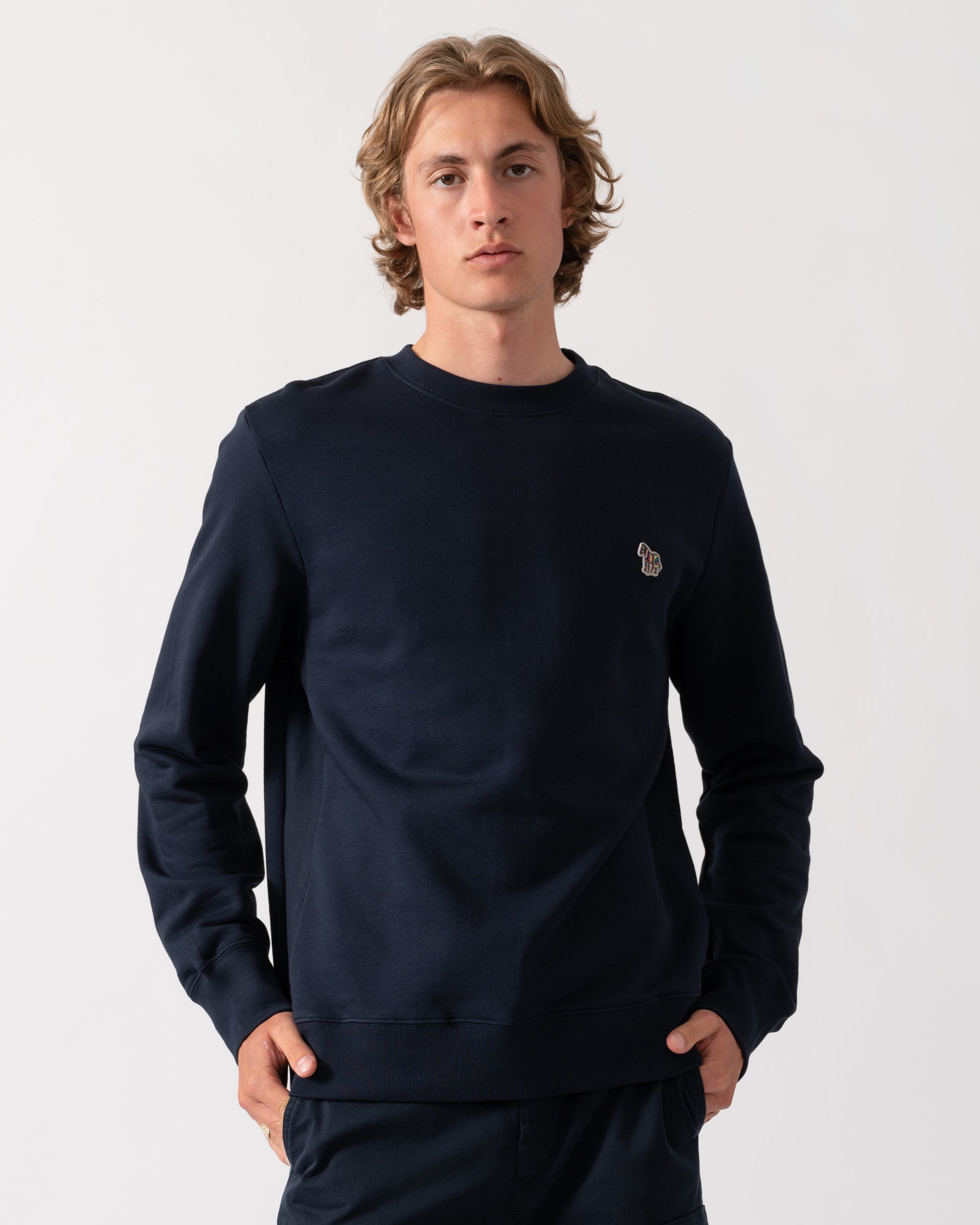 PS Paul Smith Mens Regular Fit Zebra Logo Sweatshirt M2R-027R-WZEBRA - 49 Very Dark Navy