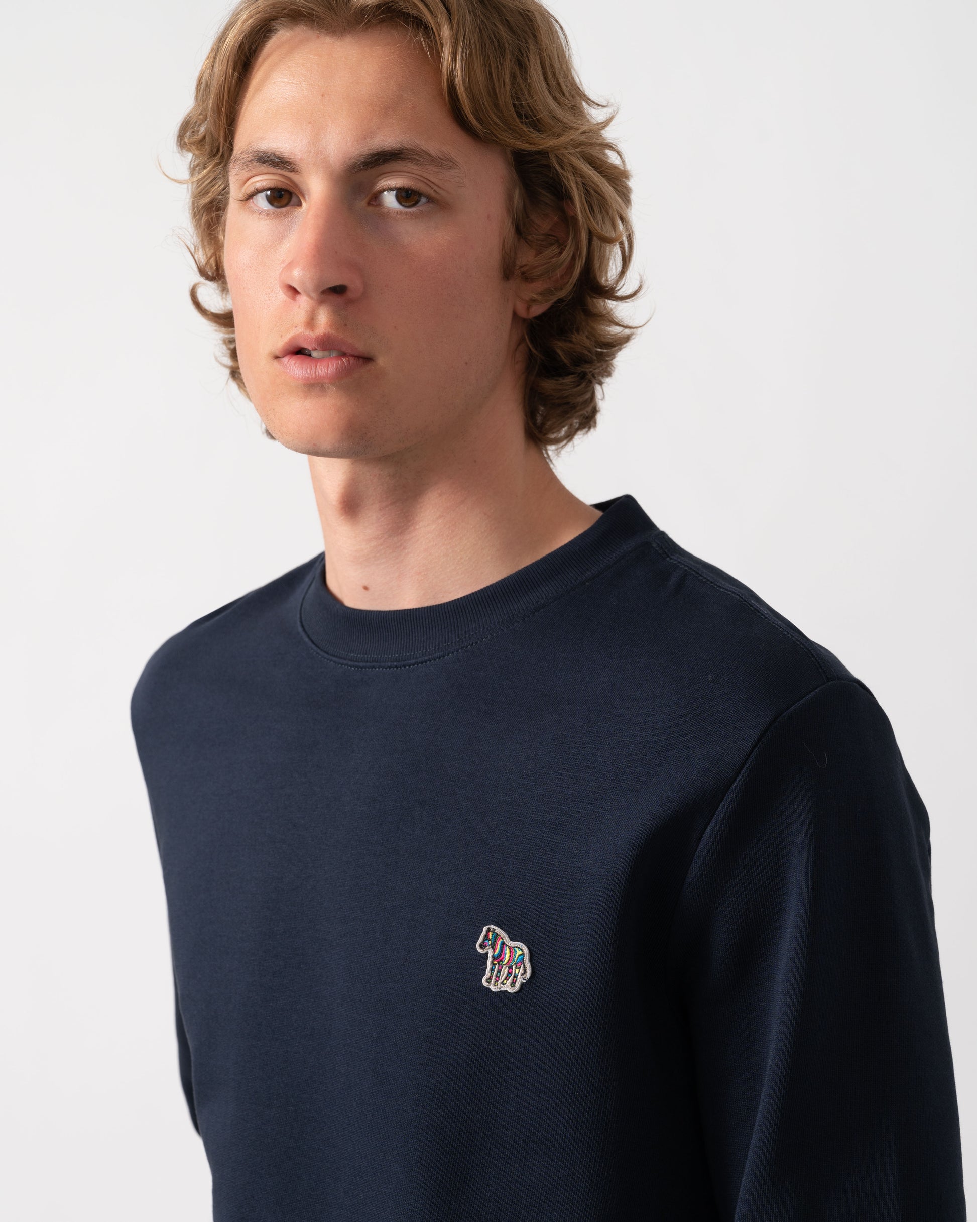 PS Paul Smith Mens Regular Fit Zebra Logo Sweatshirt M2R-027R-WZEBRA - 49 Very Dark Navy