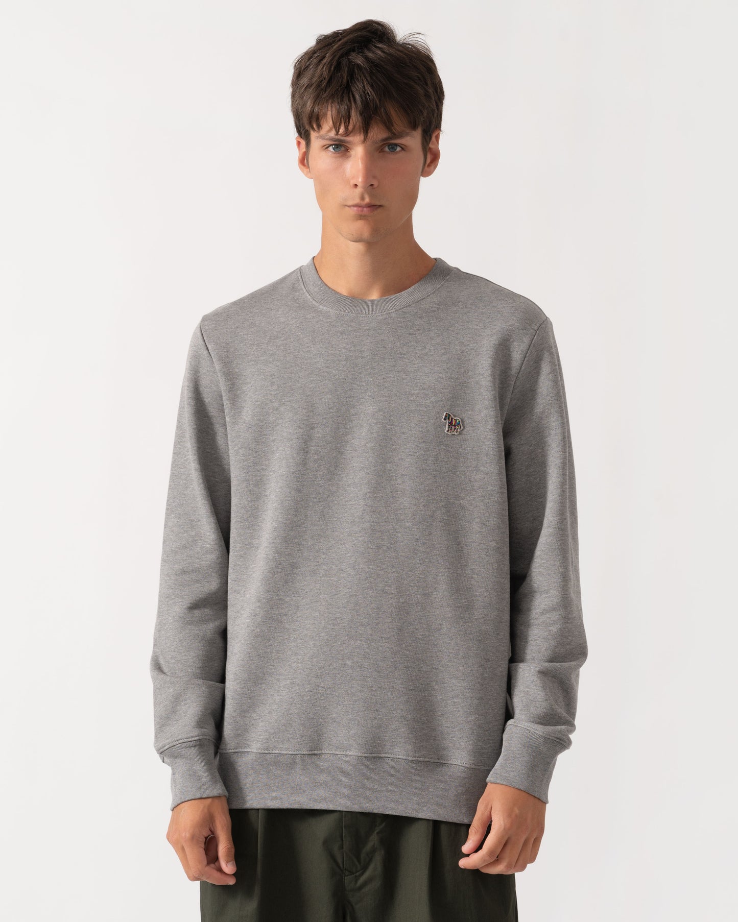 PS Paul Smith Mens Regular Fit Zebra Logo Sweatshirt M2R-027R-WZEBRA - 72 Melange