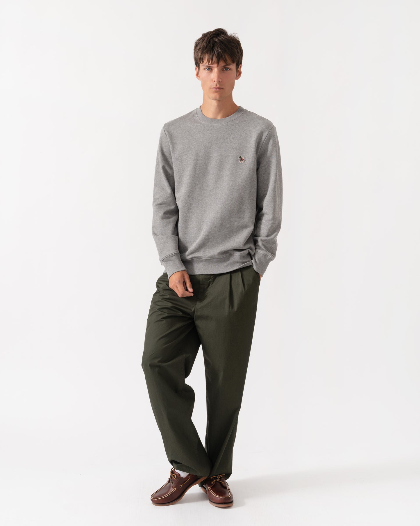 PS Paul Smith Mens Regular Fit Zebra Logo Sweatshirt M2R-027R-WZEBRA - 72 Melange