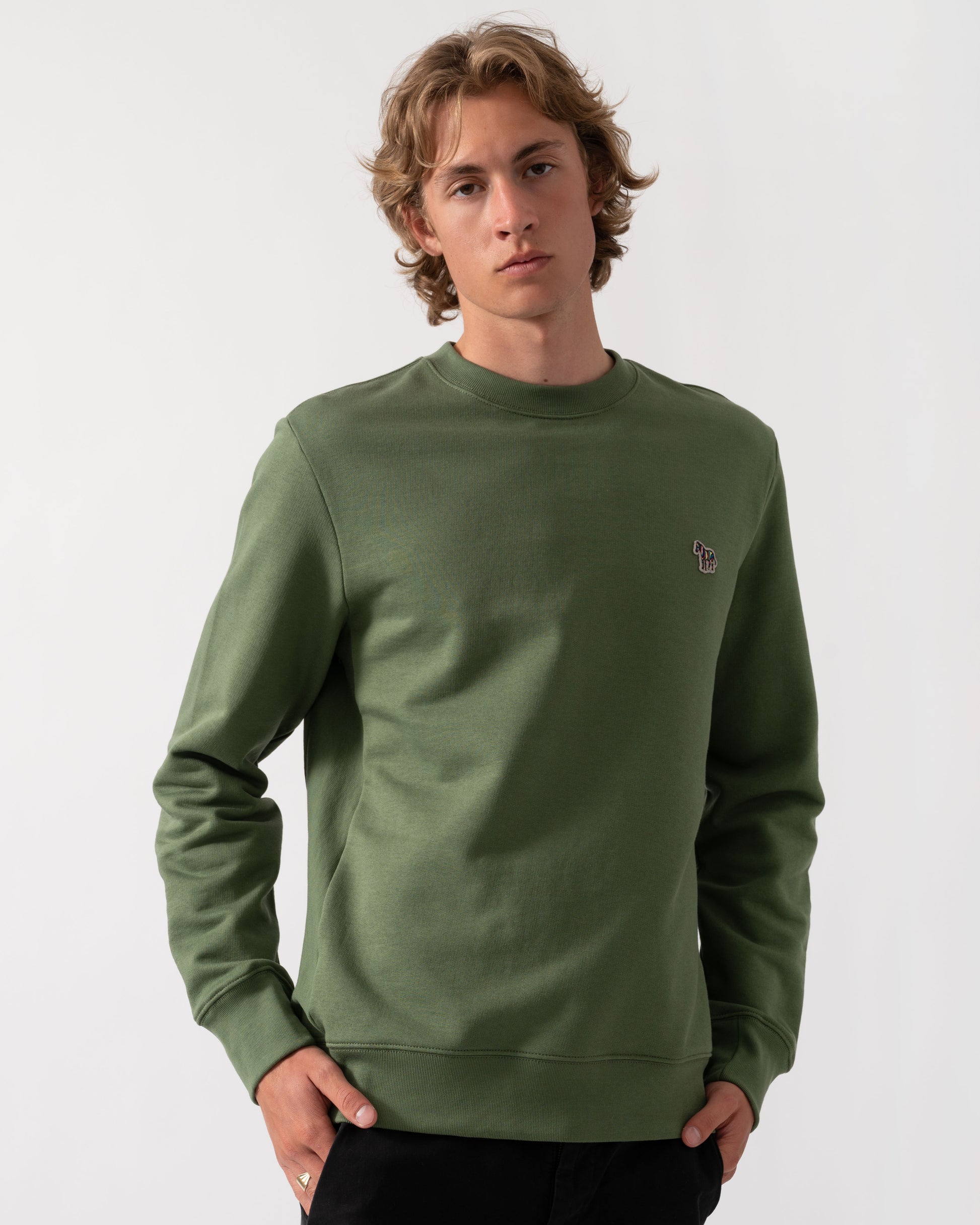 PS Paul Smith Mens Regular Fit Zebra Logo Sweatshirt M2R-027RZ-W21116 - 35D Green