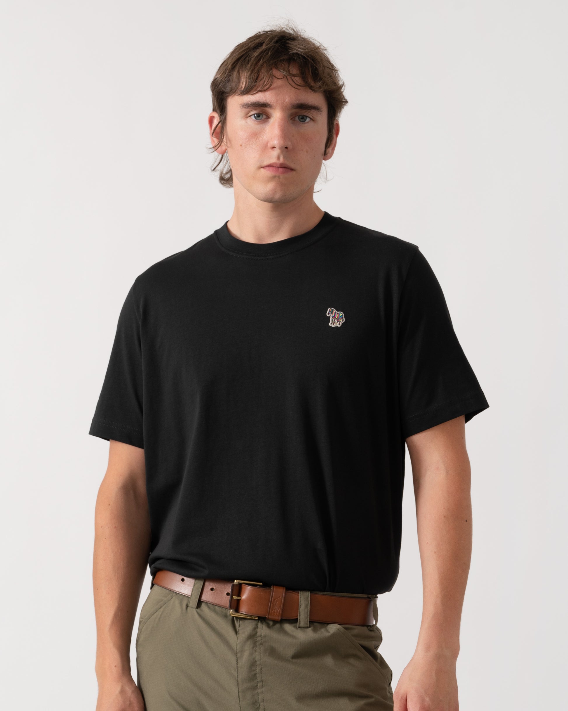 PS Paul Smith Mens Regular Fit Zebra Logo T-Shirt M2R-011R-WZEBRA - 79 Black