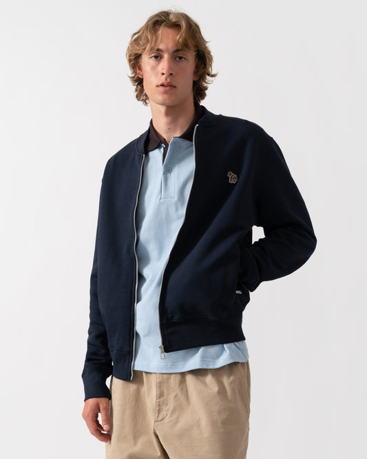 PS Paul Smith Mens Regular Fit Zebra Logo Zip Bomber Jacket - 49 Very Dark Navy