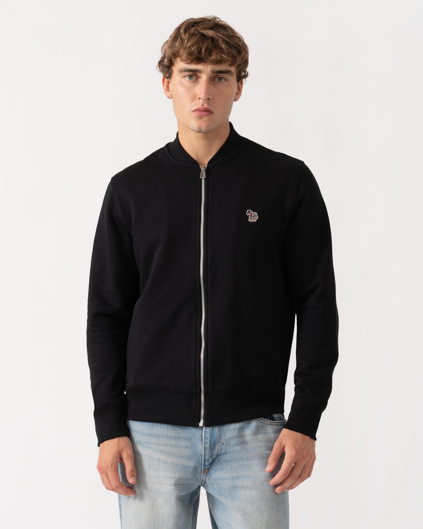 PS Paul Smith Mens Regular Fit Zebra Logo Zip Bomber Jacket - 79 Black