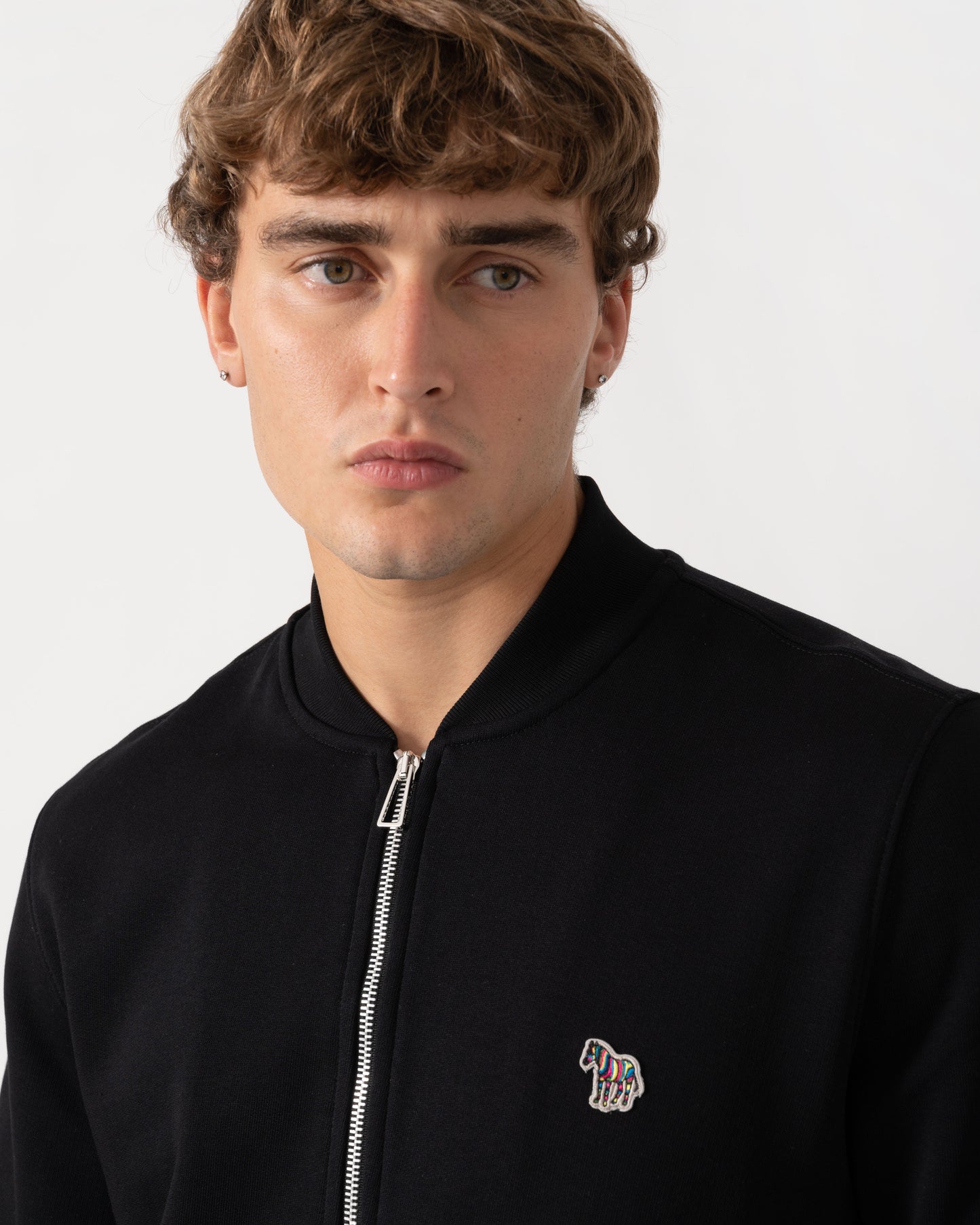 PS Paul Smith Mens Regular Fit Zebra Logo Zip Bomber Jacket - 79 Black