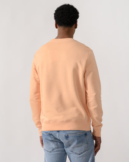 back shot of a model wearing a PS Paul Smith Mens Regular Fit Zebra Sweatshirt in 15D Orange