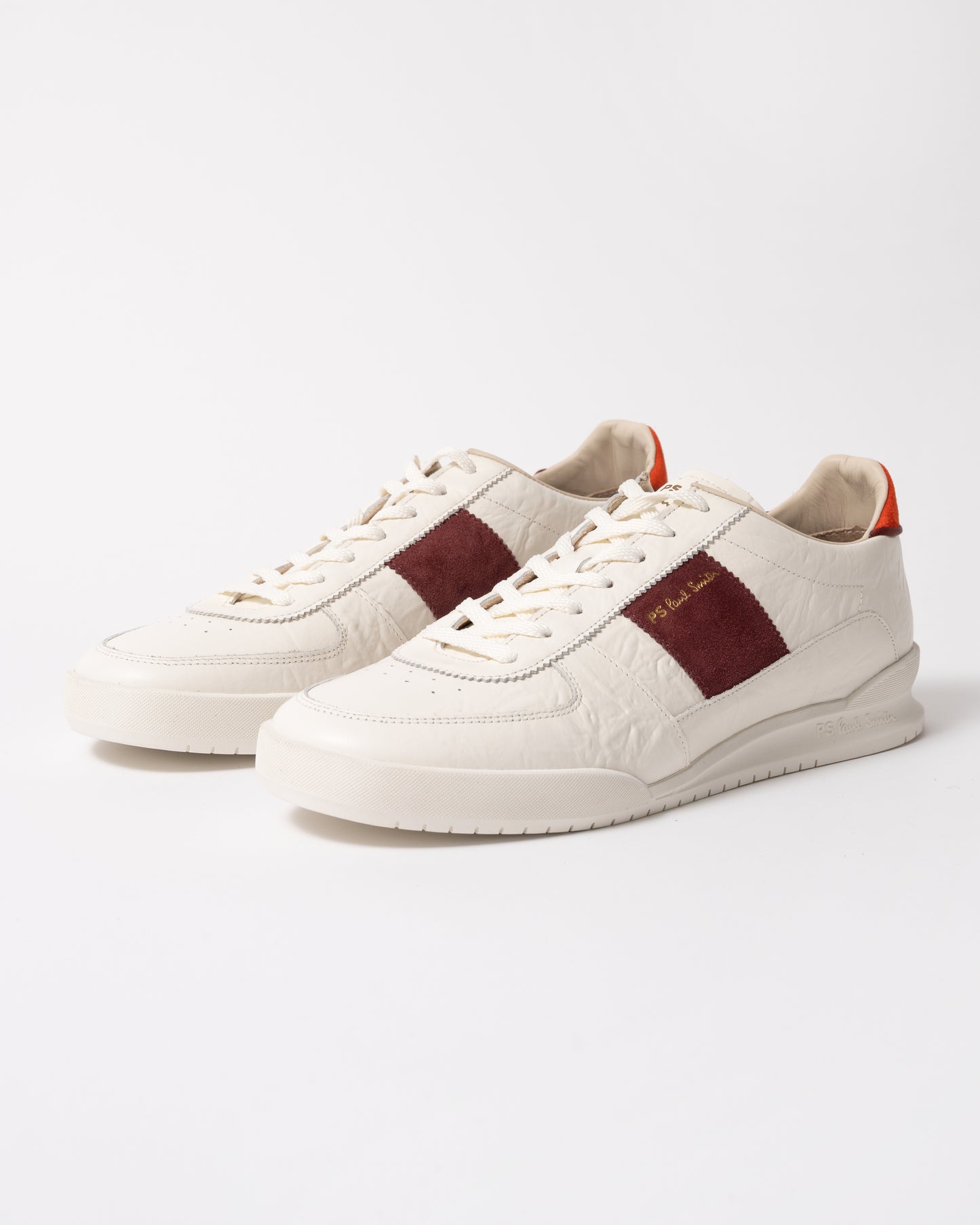 a pair of PS Paul Smith Rye Leather Mens Trainers in 01 White