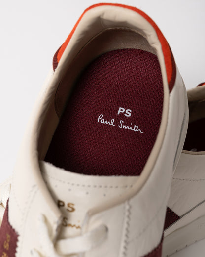 insole detail of a pair of PS Paul Smith Rye Leather Mens Trainers in 01 White
