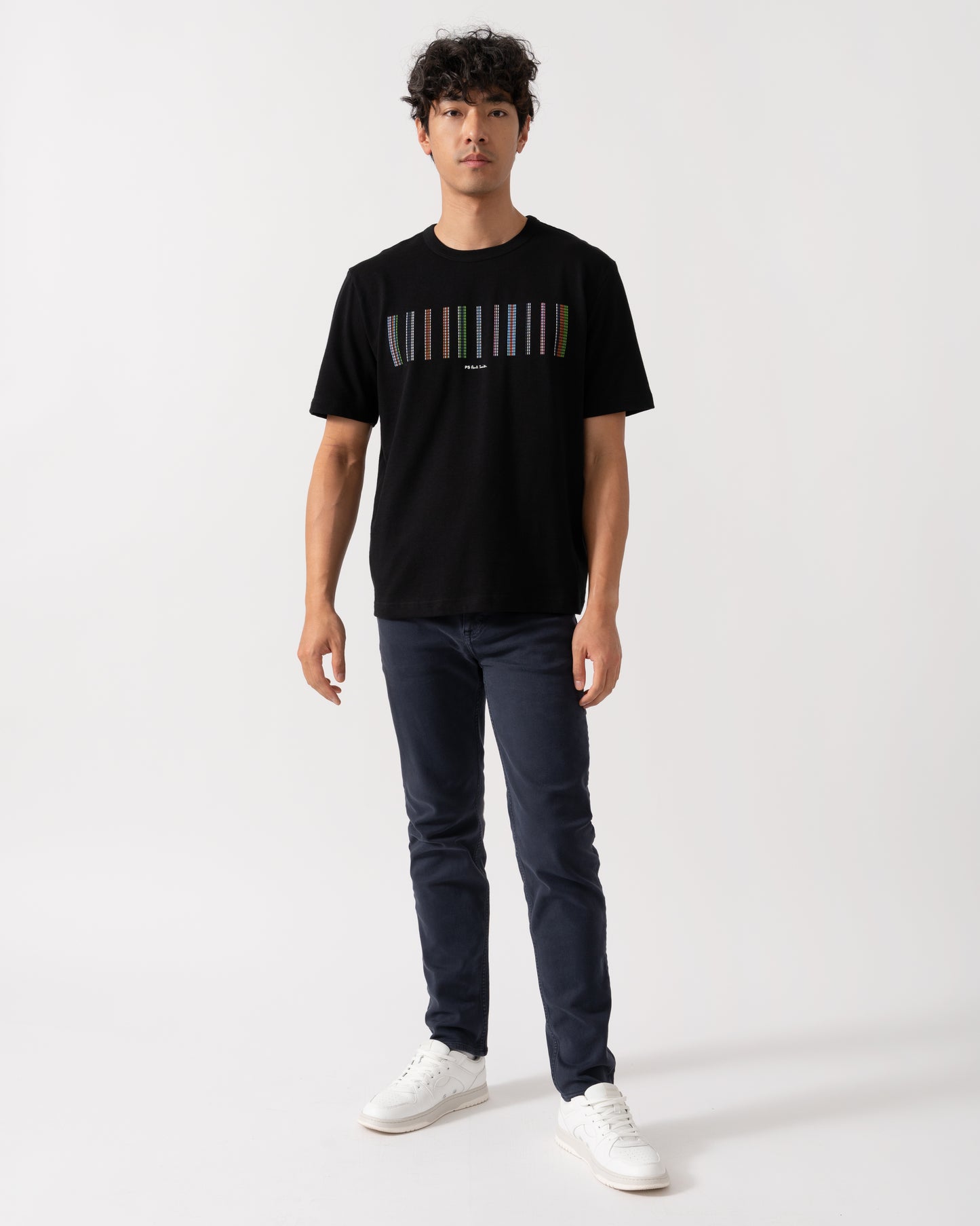 PS Paul Smith Mens Casual Fit Stripe Graphic T-Shirt - 79 Black