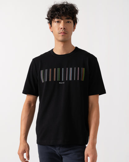 PS Paul Smith Mens Casual Fit Stripe Graphic T-Shirt - 79 Black