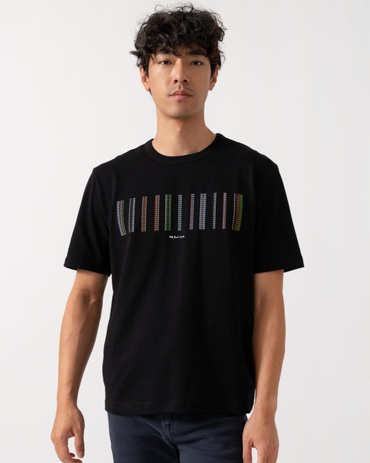PS Paul Smith Mens Casual Fit Stripe Graphic T-Shirt - 79 Black