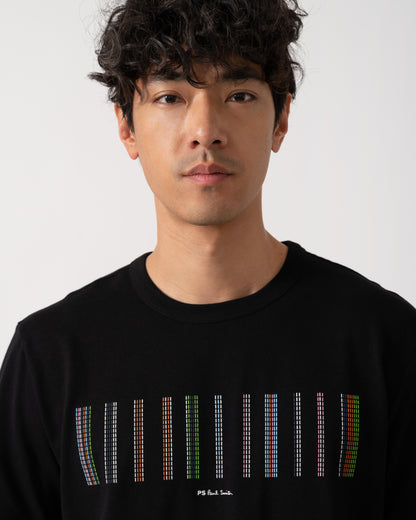 PS Paul Smith Mens Casual Fit Stripe Graphic T-Shirt - 79 Black