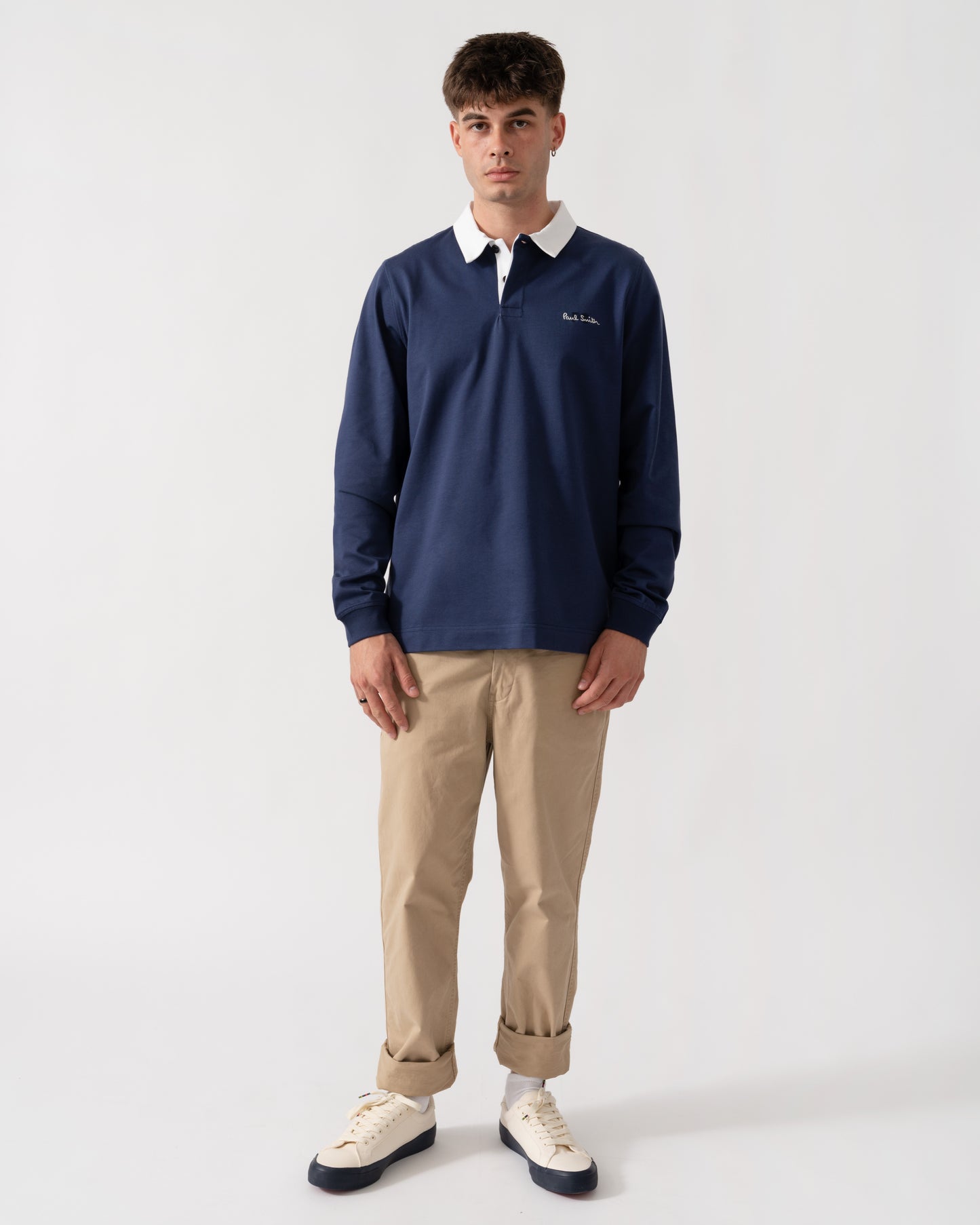 PS Paul Smith Mens Casual Fit Rugby Top - 48 Blue full length