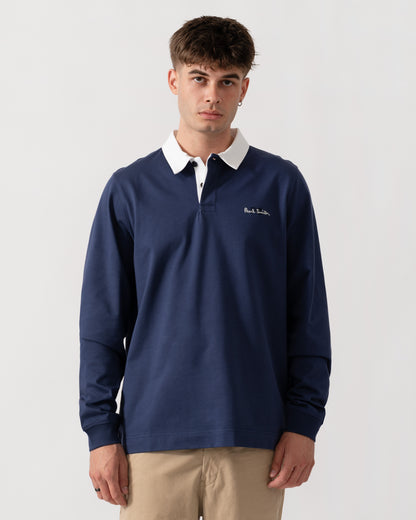 PS Paul Smith Mens Casual Fit Rugby Top - 48 Blue front