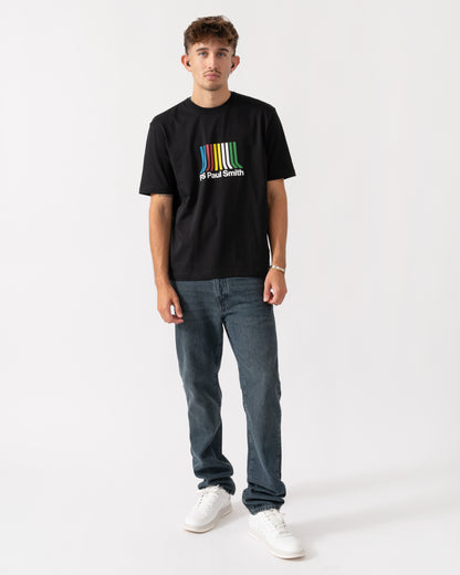PS Paul Smith Mens Casual Fit Short Sleeve PS Stripe T-Shirt - 79 Black