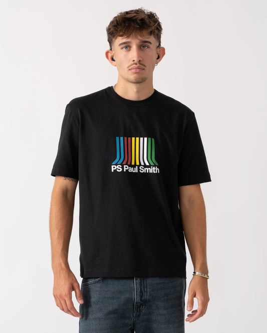 PS Paul Smith Mens Casual Fit Short Sleeve PS Stripe T-Shirt - 79 Black