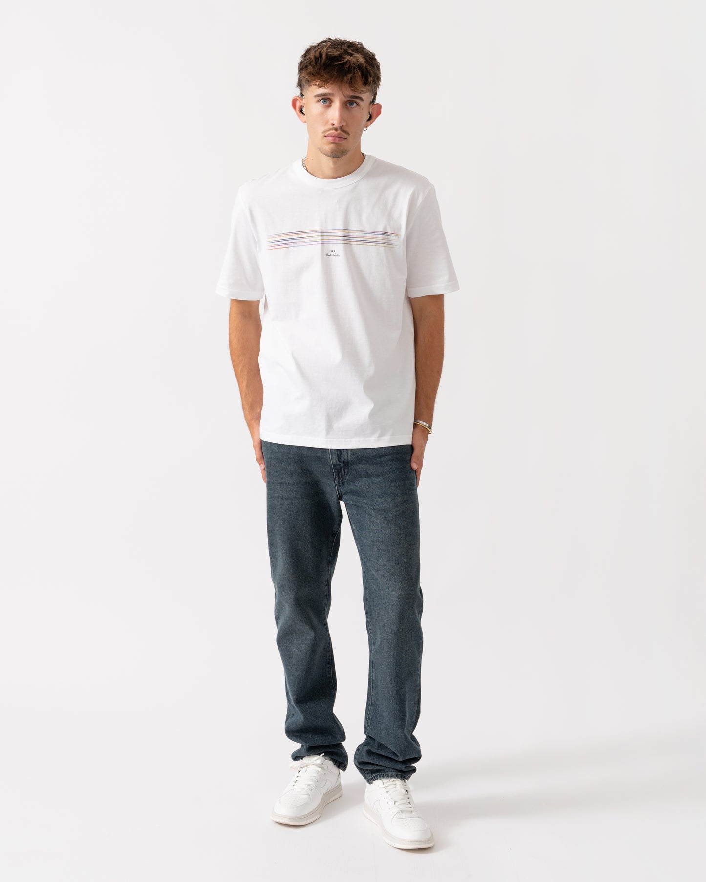PS Paul Smith Mens Casual Fit Short Sleeve Stripe T-Shirt - 01 White