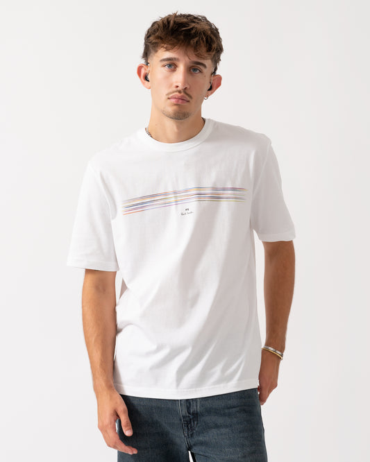 PS Paul Smith Mens Casual Fit Short Sleeve Stripe T-Shirt - 01 White