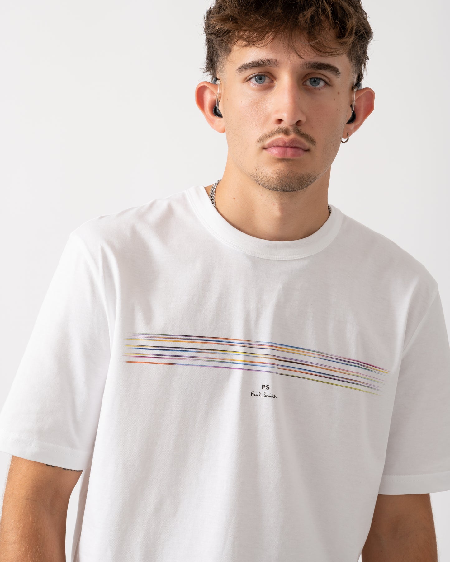 PS Paul Smith Mens Casual Fit Short Sleeve Stripe T-Shirt - 01 White