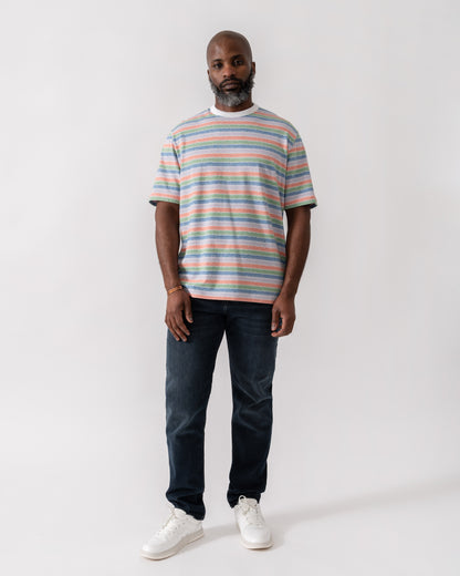 Model wearing PS Paul Smith Mens Casual Fit Short Sleeve T-Shirt in 92A Multicolour - Full Length