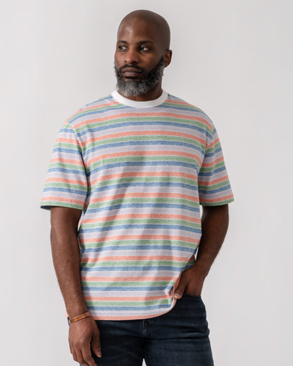 Model wearing PS Paul Smith Mens Casual Fit Short Sleeve T-Shirt in 92A Multicolour - Main