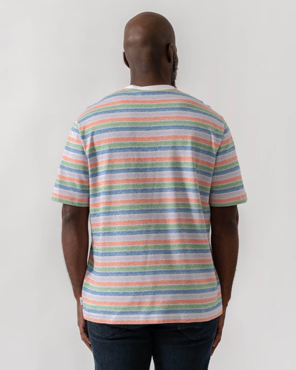 Model wearing PS Paul Smith Mens Casual Fit Short Sleeve T-Shirt in 92A Multicolour - Back