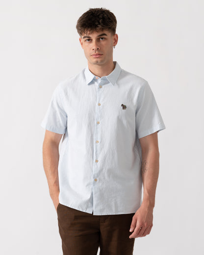 PS Paul Smith Mens Casual Fit Short Sleeve Zebra Badge Shirt - 41 Blue front