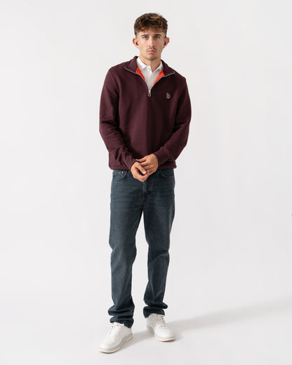 PS Paul Smith Mens Long Sleeve Half Zip Top with Zebra Logo - 29A Very Dk Red