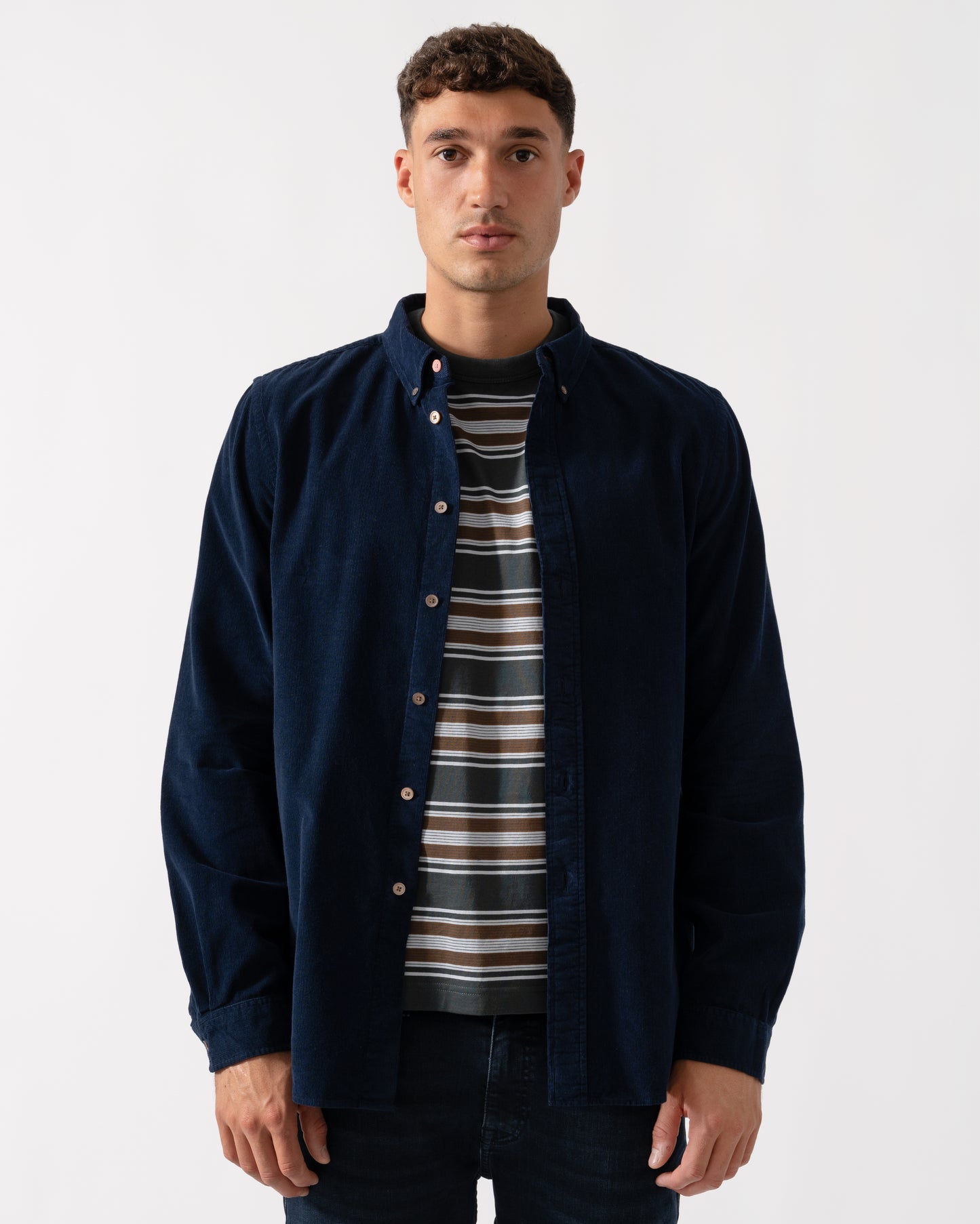 PS Paul Smith Mens Long Sleeve Tailored Fit Button Down Collar Shirt M2R-599R-T22208 - 49 Very Dark Navy