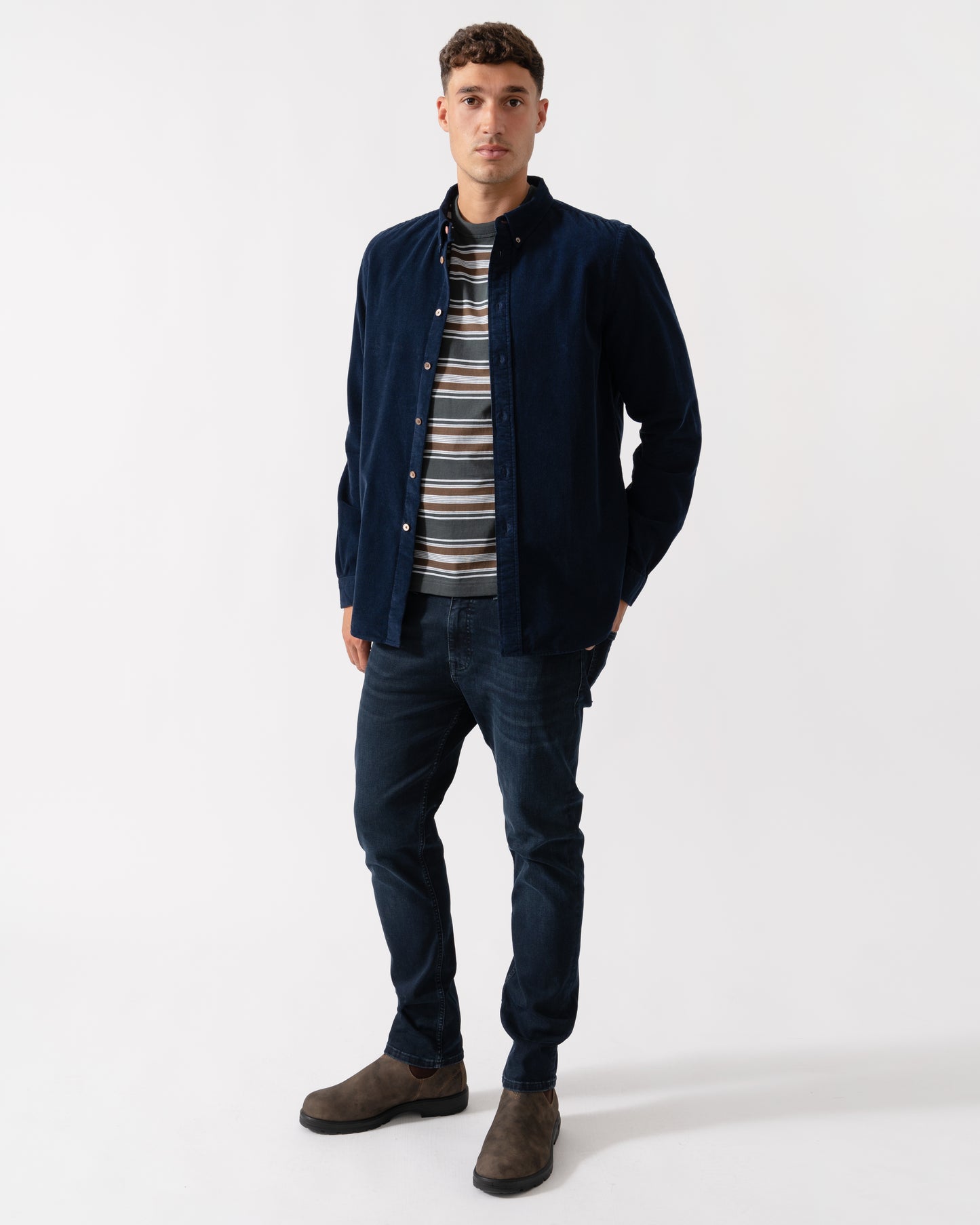 PS Paul Smith Mens Long Sleeve Tailored Fit Button Down Collar Shirt M2R-599R-T22208 - 49 Very Dark Navy