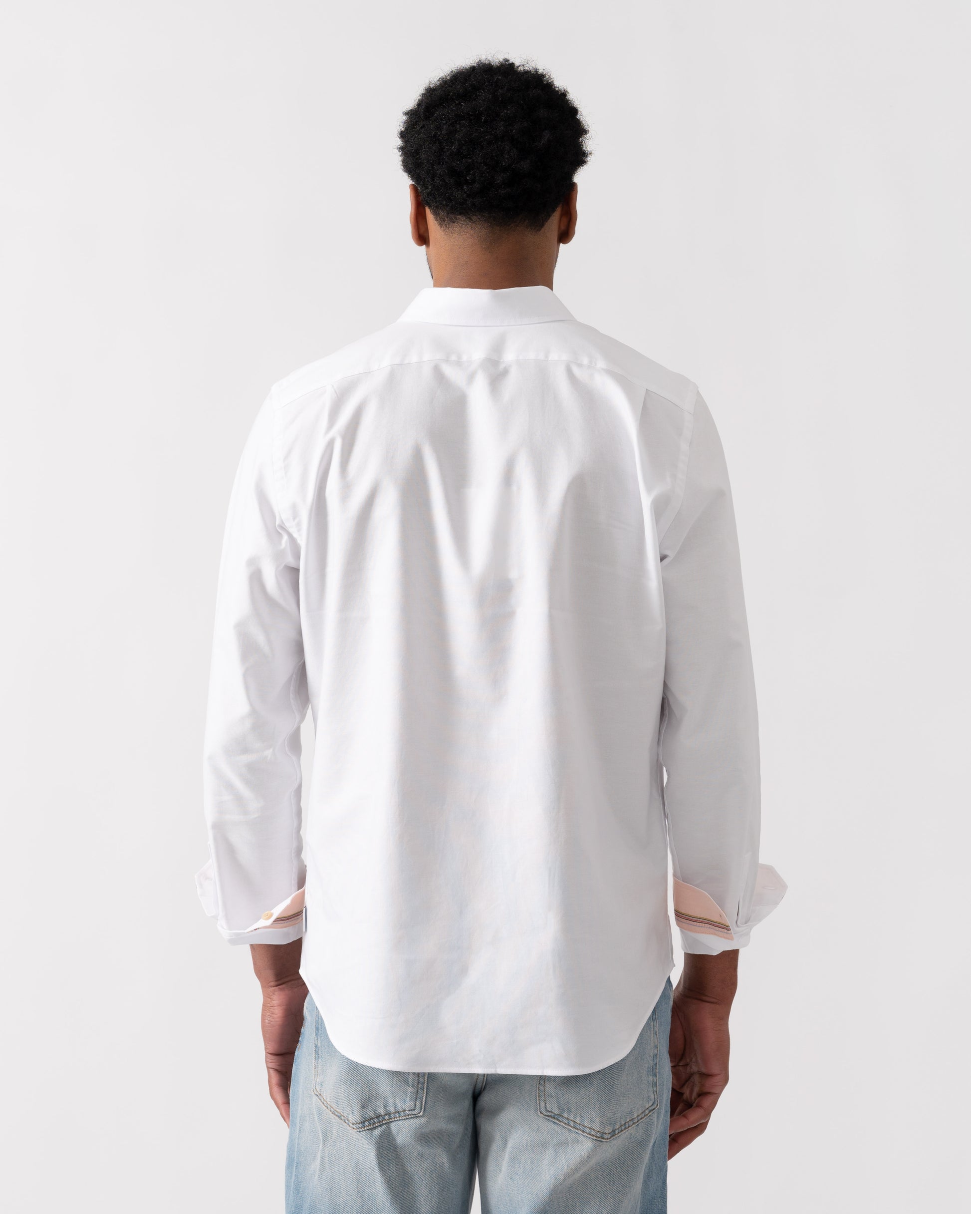 PS Paul Smith Mens Long Sleeve Tailored Fit Shirt With Button Down Collar - 01 White | CHO | Designer Mens Long Sleeve Shirts