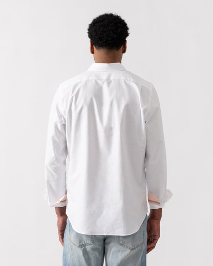 PS Paul Smith Mens Long Sleeve Tailored Fit Shirt With Button Down Collar - 01 White | CHO | Designer Mens Long Sleeve Shirts