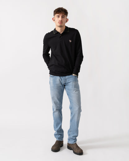 PS Paul Smith Mens Long Sleeve Zebra Badge Polo - 79 Black