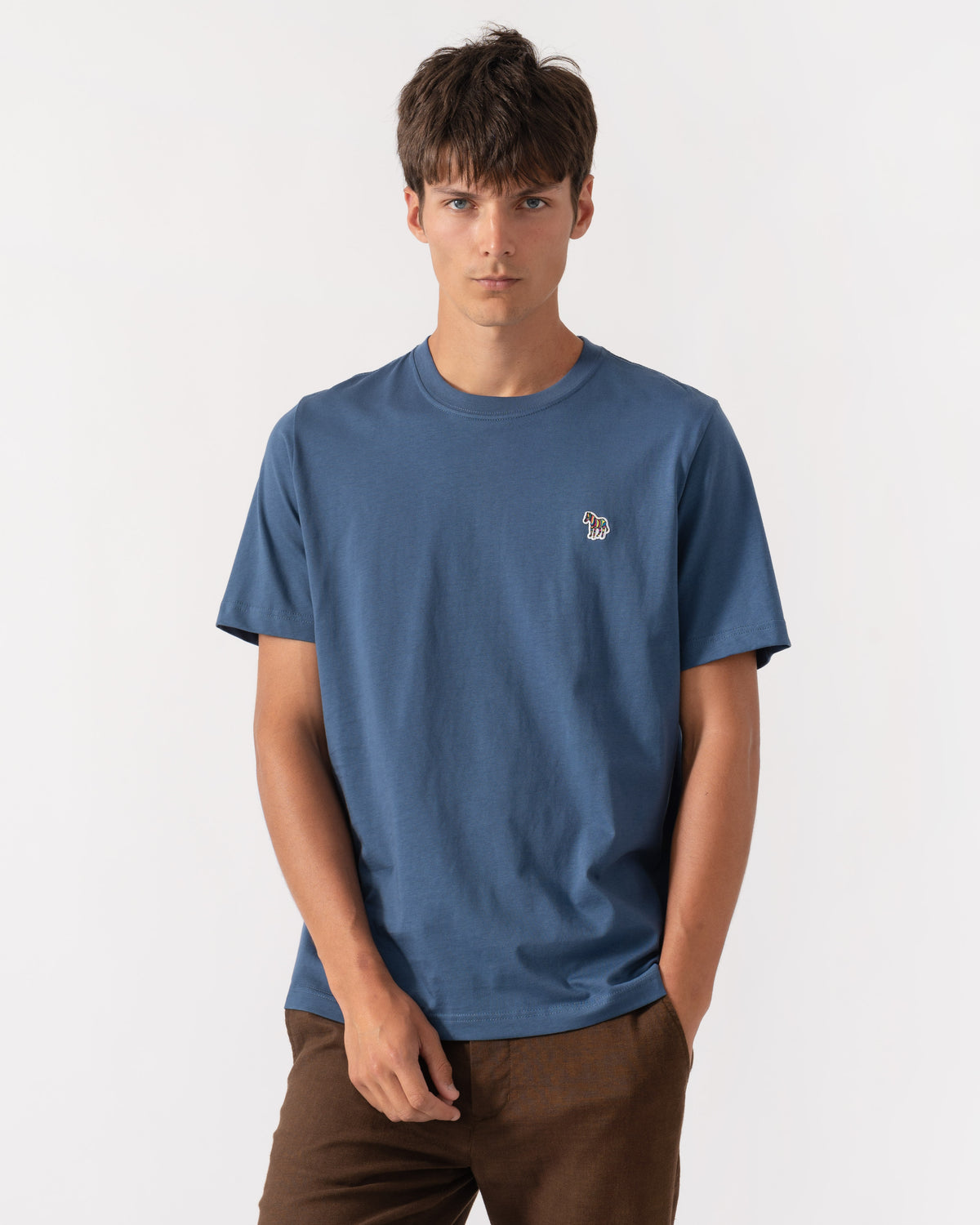 Front if PS Paul Smith Mens Organic Cotton Zebra Logo T-Shirt - 46E Indigo