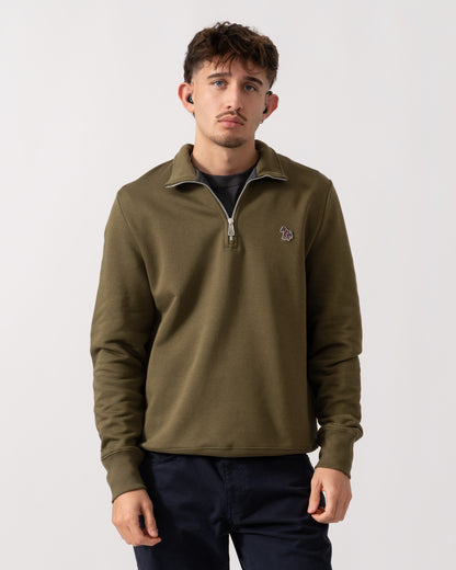 PS Paul Smith Mens Reg Fit Half Zip Zebra Logo Top - 36E Green main