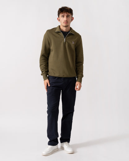 PS Paul Smith Mens Reg Fit Half Zip Zebra Logo Top - 36E Green full length
