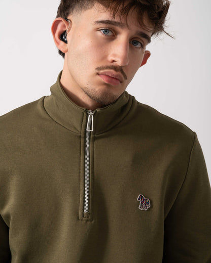PS Paul Smith Mens Reg Fit Half Zip Zebra Logo Top - 36E Green detail