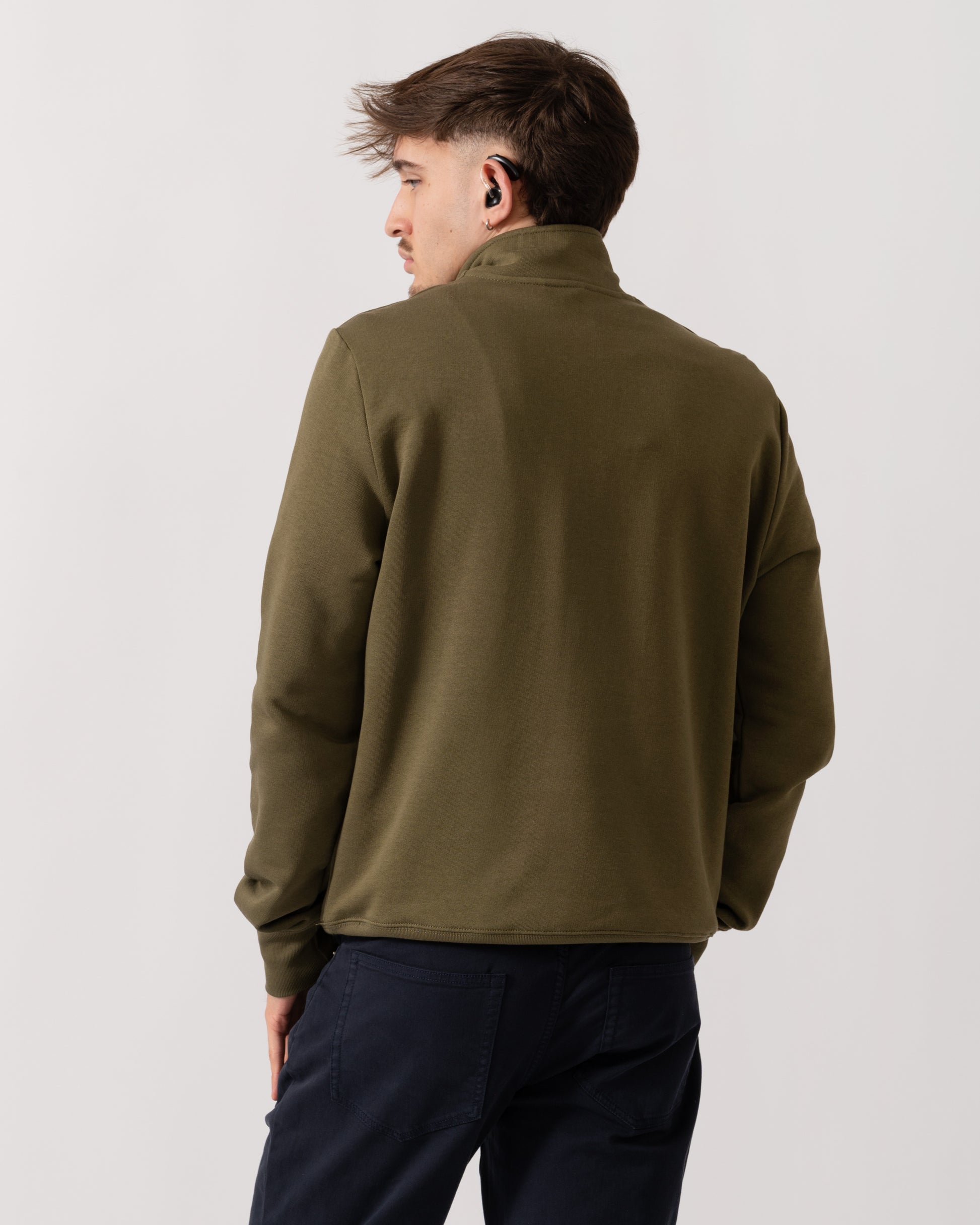 PS Paul Smith Mens Reg Fit Half Zip Zebra Logo Top - 36E Green back