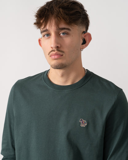 PS Paul Smith Mens Reg Fit Long Sleeve T-Shirt with Zebra Logo - 37D Petrol Green