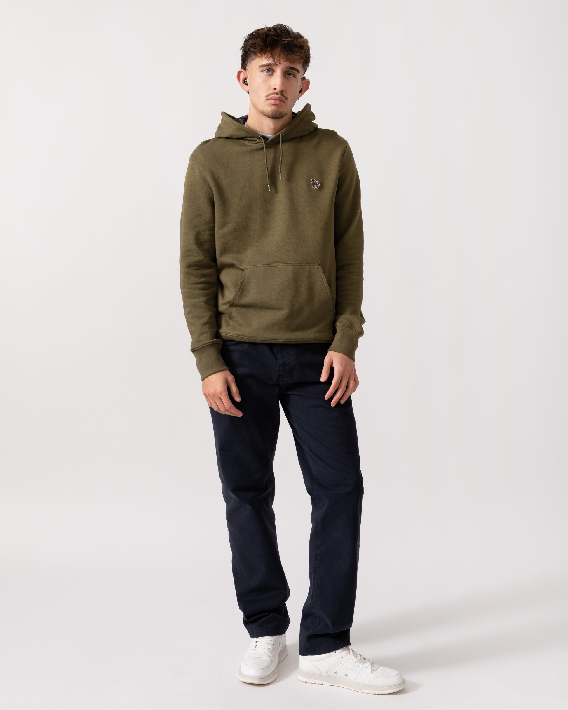 PS Paul Smith Mens Reg Fit Zebra Hoody - 36E Green full length