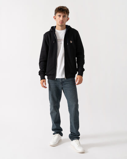 PS Paul Smith Mens Reg Fit Zip Hoodie with Zebra Logo - 79 Black