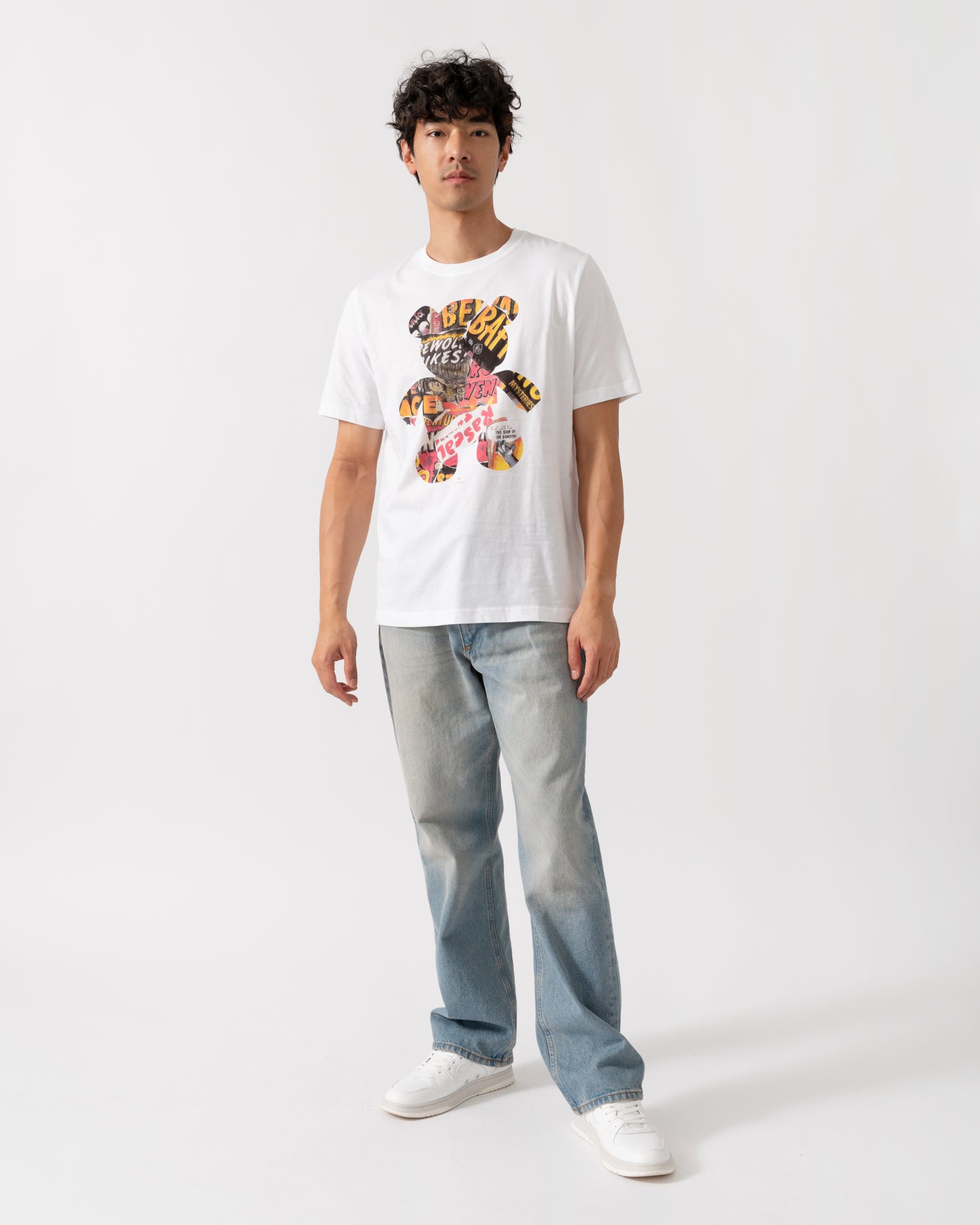 PS Paul Smith Mens Regular Fit Bear Collage T-Shirt - 01 White