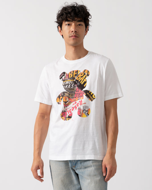 PS Paul Smith Mens Regular Fit Bear Collage T-Shirt - 01 White