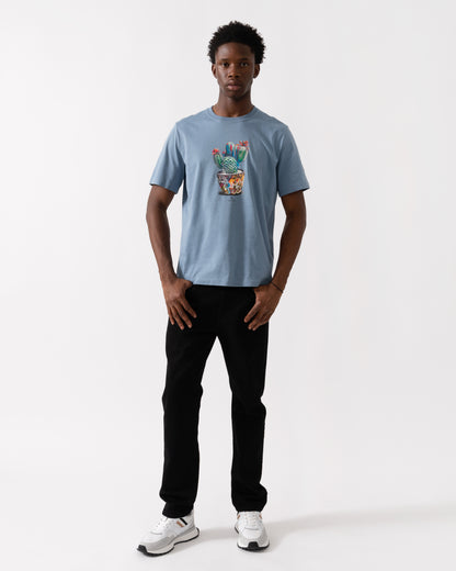 PS Paul Smith Mens Regular Fit Cactus Graphic T-Shirt - 43D Greyish Blue