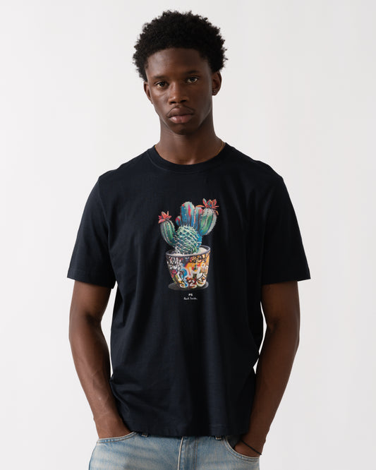 PS Paul Smith Mens Regular Fit Cactus Graphic T-Shirt - 49 Very Dark Navy