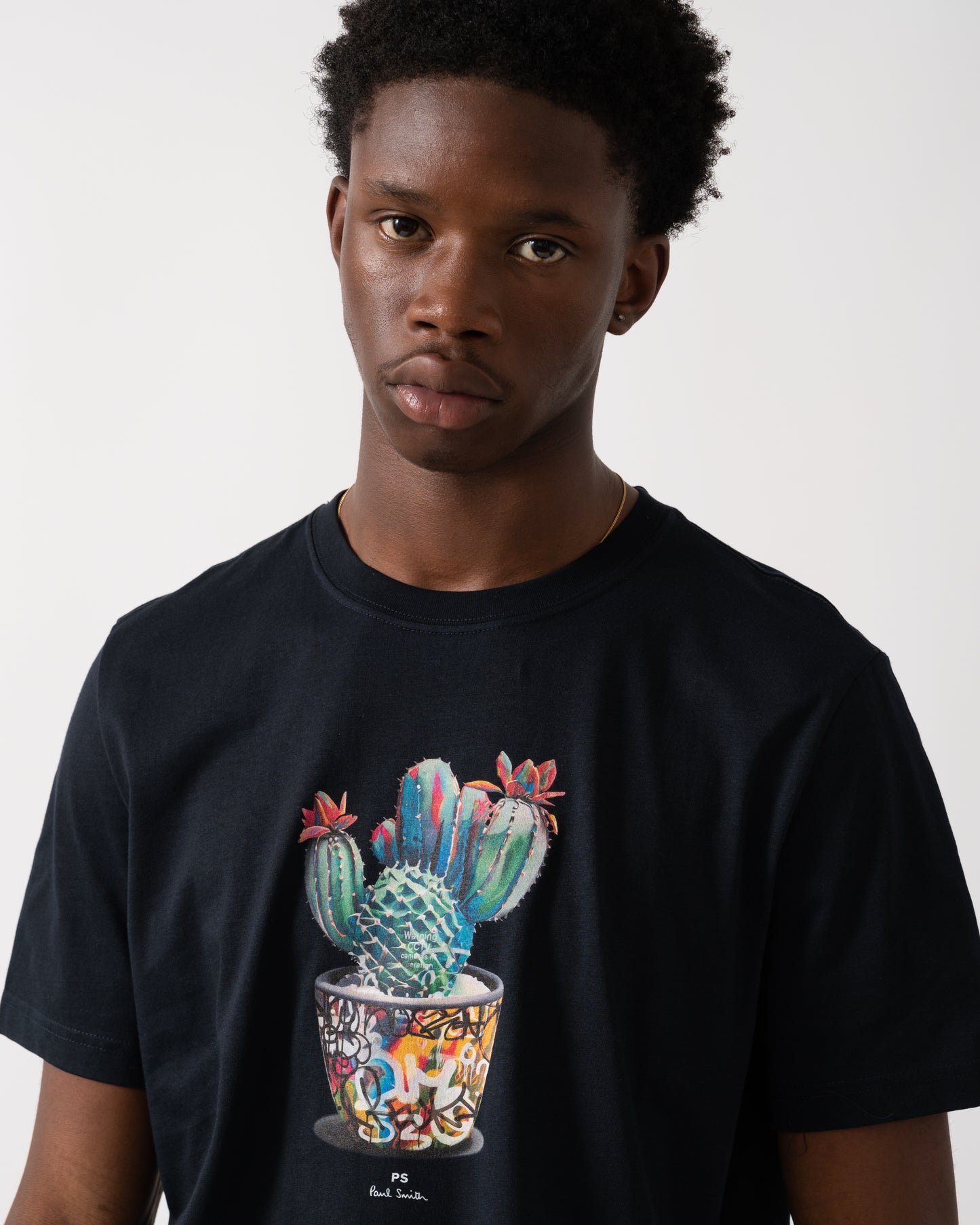 PS Paul Smith Mens Regular Fit Cactus Graphic T-Shirt - 49 Very Dark Navy