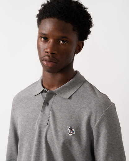 PS Paul Smith Mens Regular Fit Long Sleeve Classic Zebra Polo - 72 Grey Melange