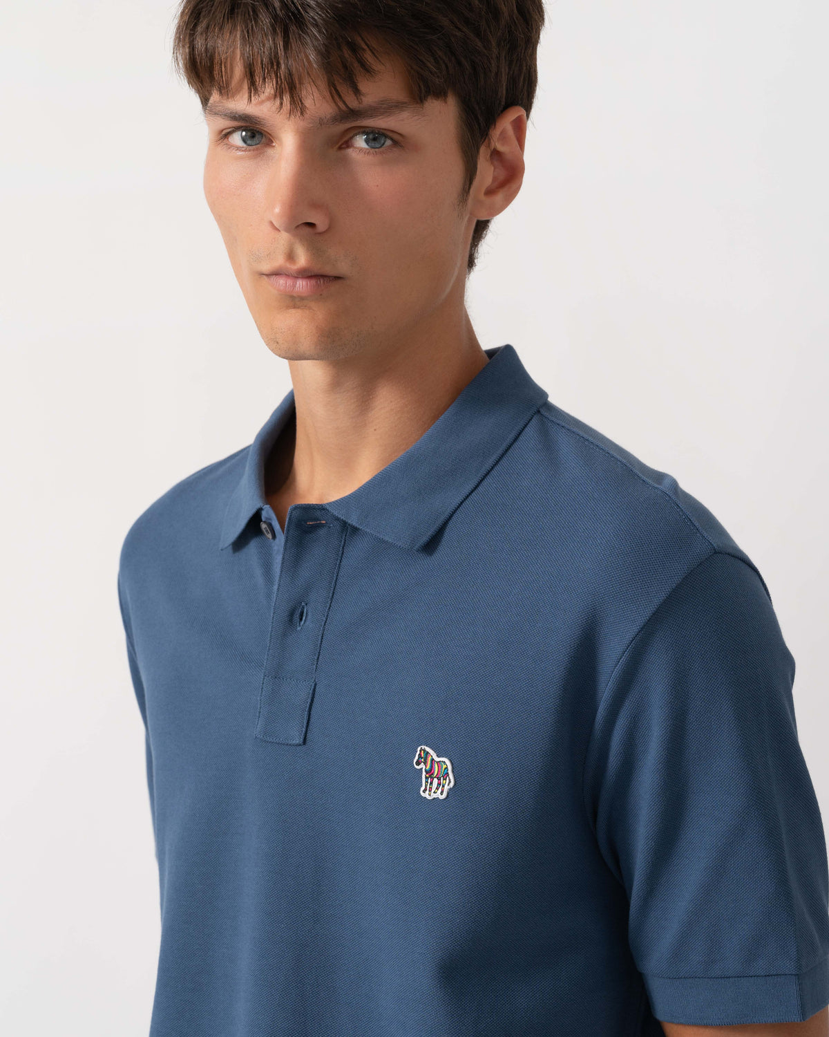 PS Paul Smith Mens Regular Fit Short Sleeve Organic Cotton Zebra Polo Shirt - 46G Indigo