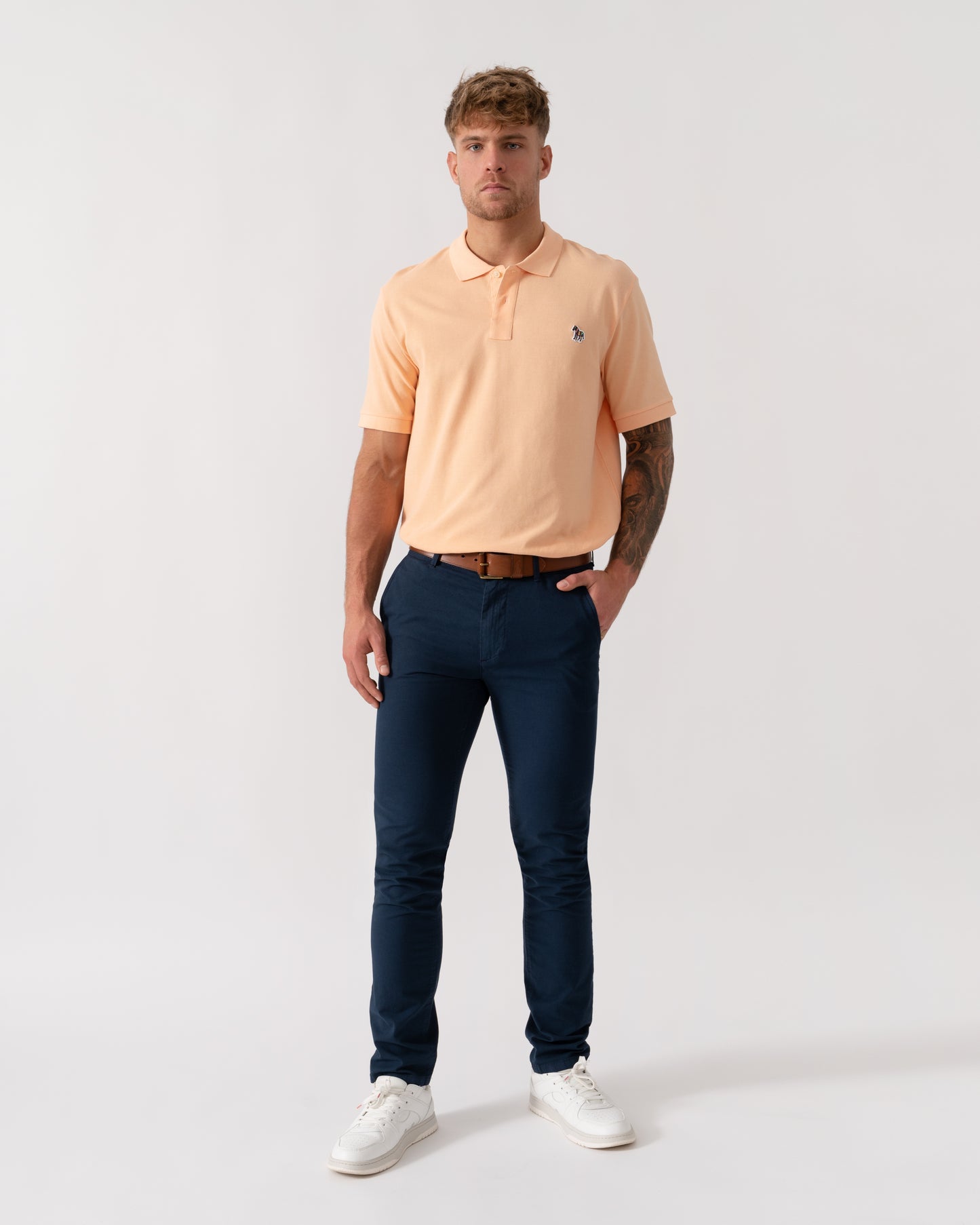 PS Paul Smith Mens Regular Fit Short Sleeve Zebra Polo Shirt - 15D Orange - Full Length